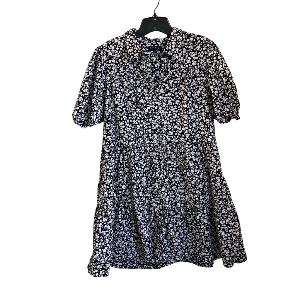 1. State Black and White Floral Mini Dress